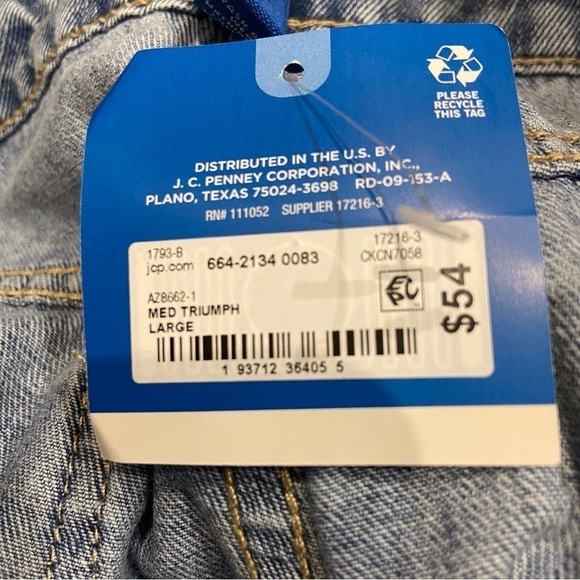 NWT Arizona Jean Co Large Bib Overalls Distressed Flared Frayed Hem - Picture 8 of 11